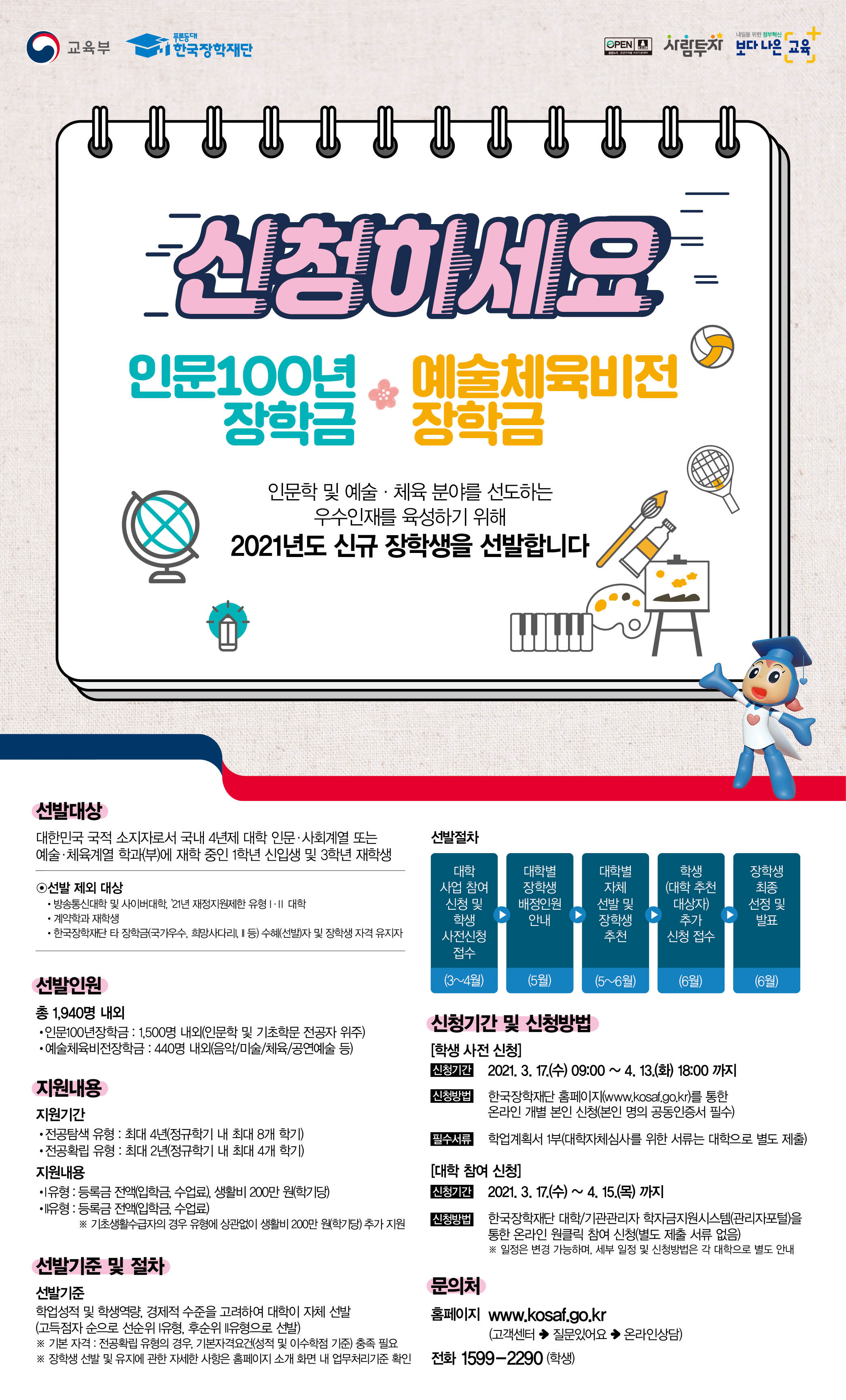 [붙임4] 인문100년 및 예술체육비전 장학금 선발공고문(홍보자료).jpg