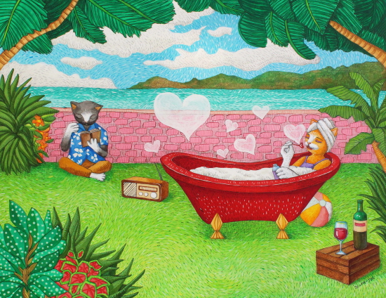 휴가, 116cm x 91cm, 판넬에 혼합, 2019.jpg