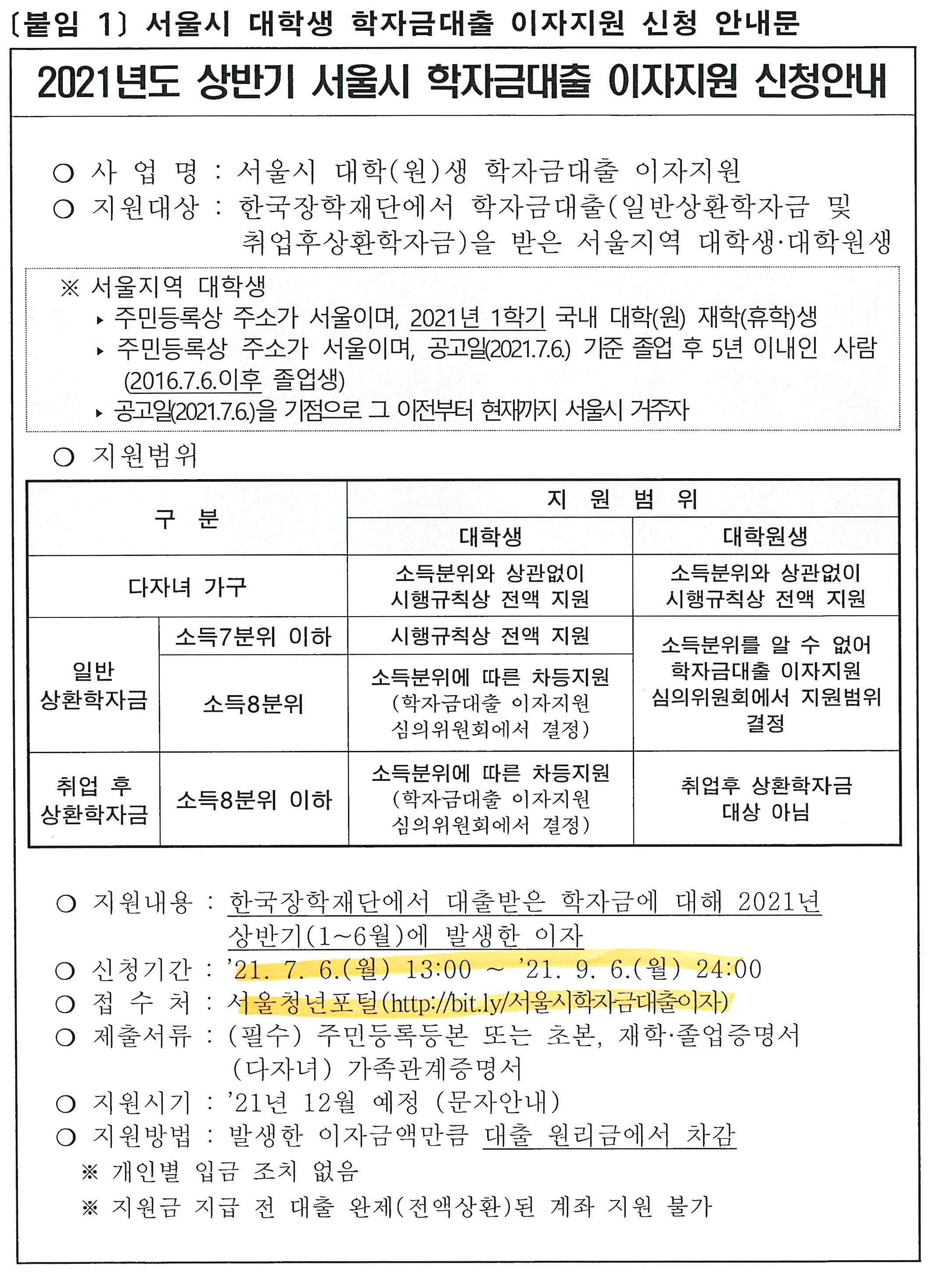 21년도 서울시 학자금대출 이자지원 신청안내.jpg