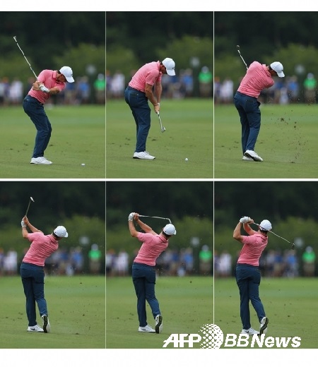 미국프로골프(PGA) 투어 간판스타인 로리 맥길로이가 골프 스윙하는 모습.jpg