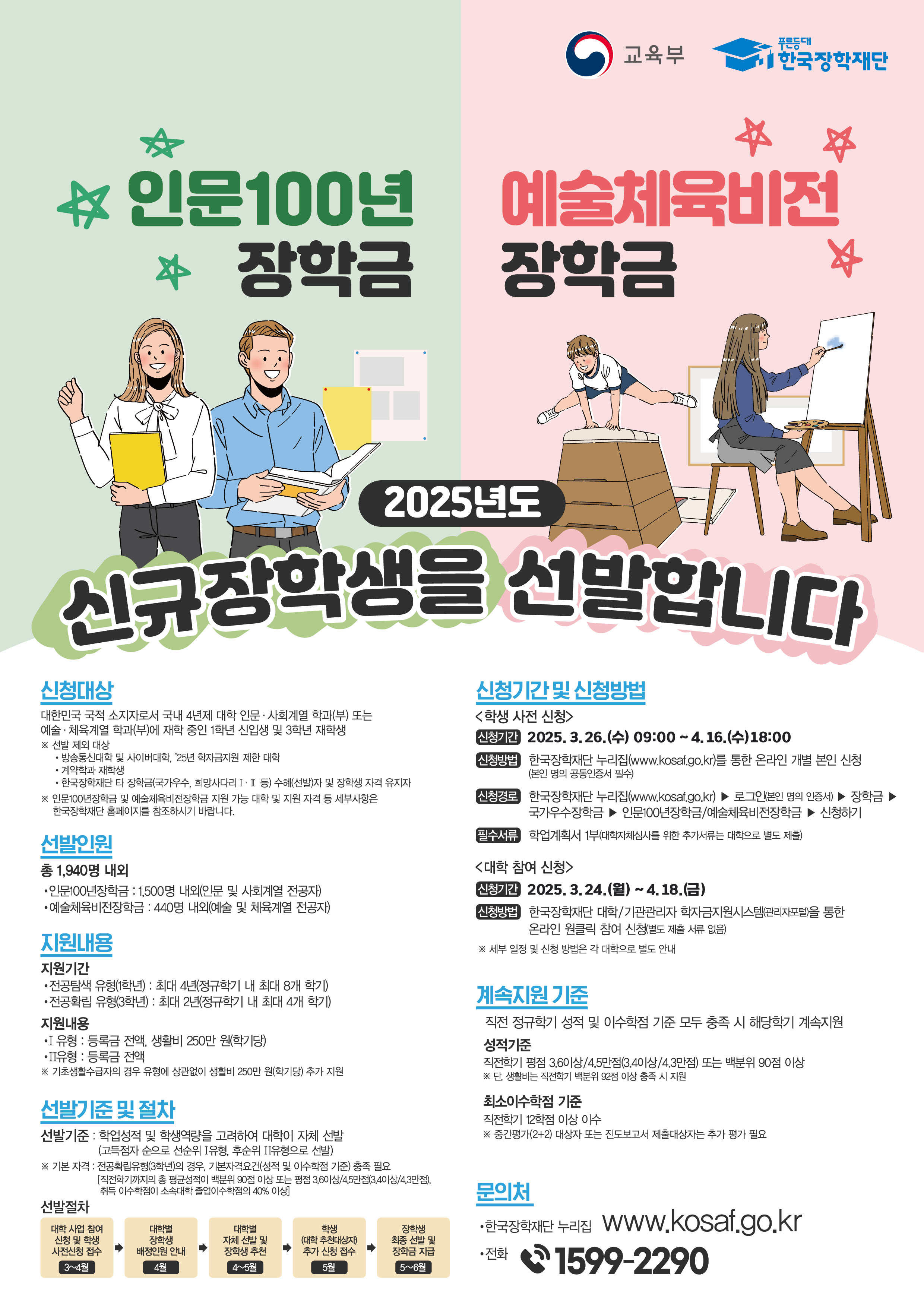 2025년 인문100년 및 예술체육비전 신규장학생 선발 홍보 포스터.jpg